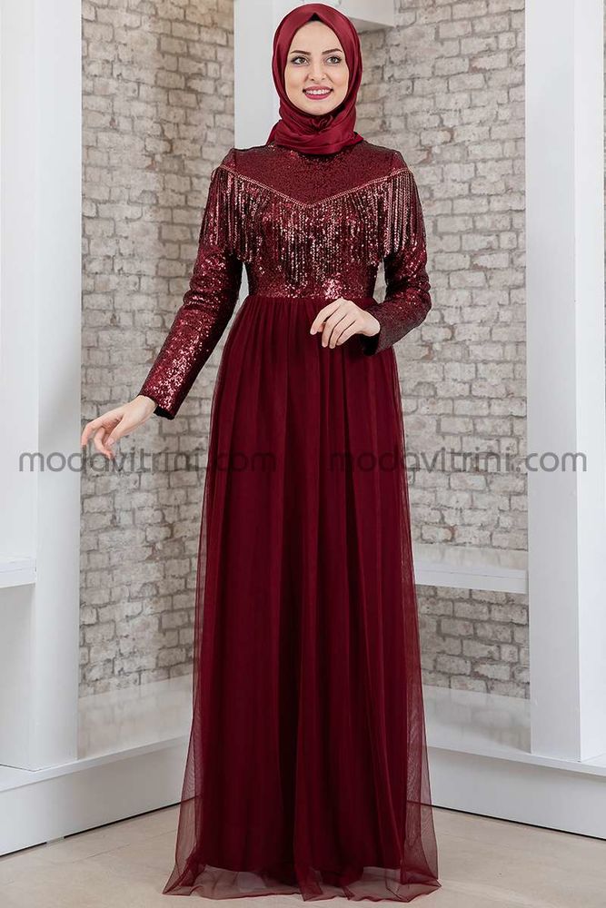 dress maroon muslimah